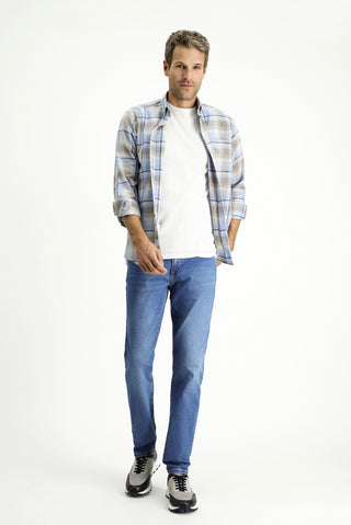  Açık Mavi Uzun Kol Regular Fit Spor Ekose Pamuklu Oduncu Gömlek