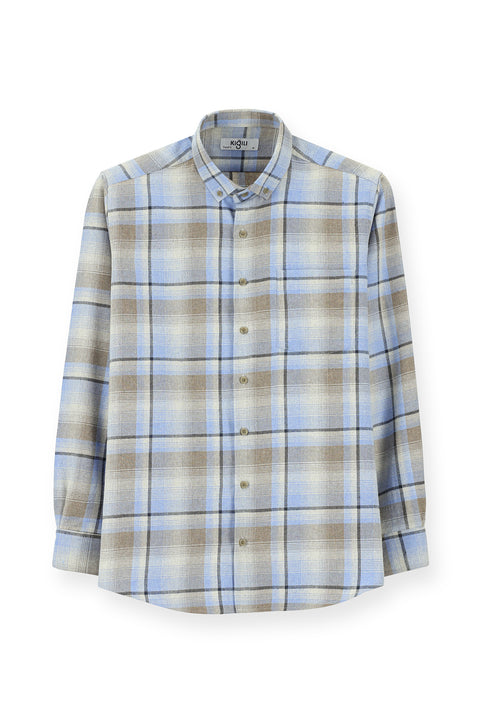 Açık Mavi Uzun Kol Regular Fit Spor Ekose Pamuklu Oduncu Gömlek