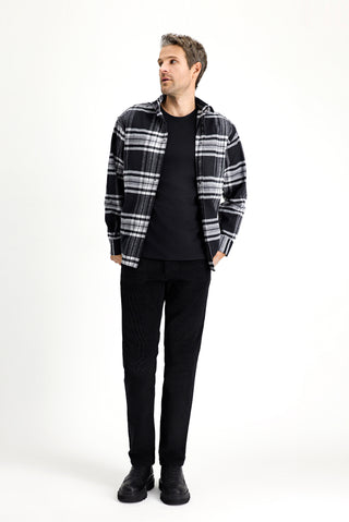  Siyah Uzun Kol Oversize Ekose Shacket Oduncu Pamuklu Gömlek / Mont