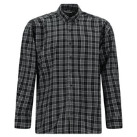 Siyah Uzun Kol Regular Fit Oduncu Ekose Düğmeli Yaka Pamuklu Gömlek