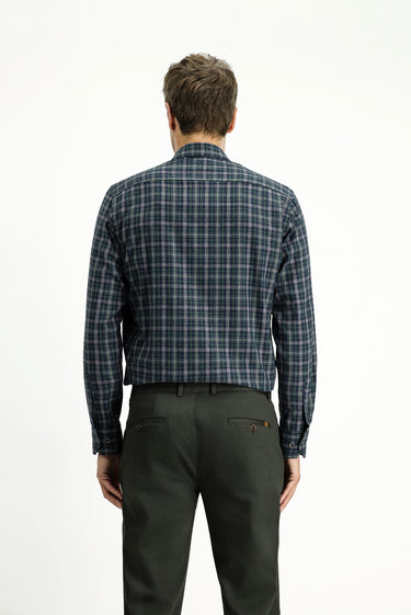 Koyu Yeşil Uzun Kol Regular Fit Spor Ekose Pamuklu Gömlek