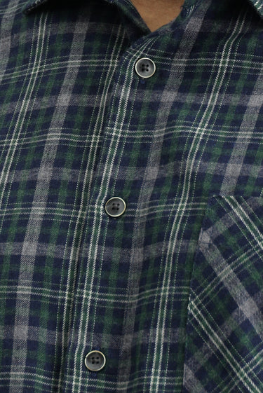 Koyu Yeşil Uzun Kol Regular Fit Spor Ekose Pamuklu Gömlek