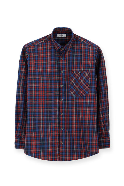 Bayrak Kırmızı Uzun Kol Regular Fit Spor Ekose Pamuklu Gömlek