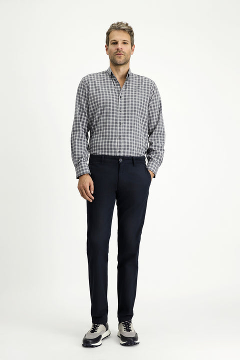 Orta Gri Uzun Kol Regular Fit Spor Ekose Pamuklu Oduncu Düğmeli Yaka Gömlek