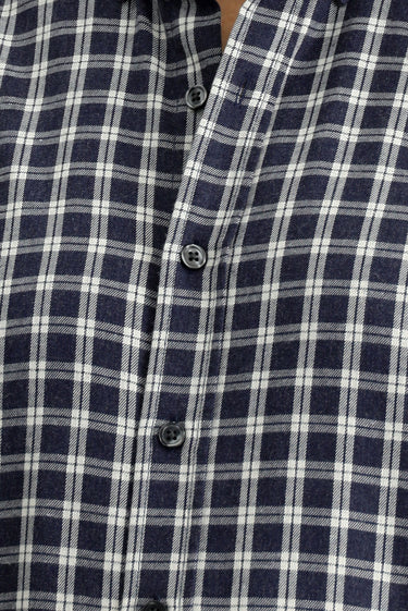 Orta Lacivert Uzun Kol Regular Fit Spor Ekose Pamuklu Oduncu Düğmeli Yaka Gömlek