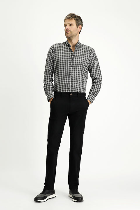 Orta Antrasit Uzun Kol Regular Fit Spor Ekose Pamuklu Oduncu Düğmeli Yaka Gömlek