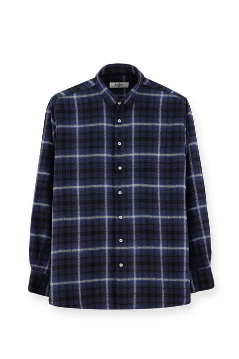 Koyu Lacivert Uzun Kol Regular Fit Shacket Oduncu Ekose Pamuk Gömlek