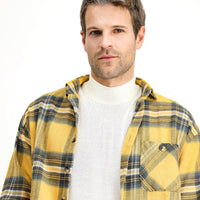 Hardal Uzun Kol Oversize Ekose Shacket Oduncu Pamuk Gömlek / Mont