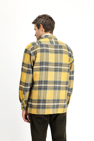  Hardal Uzun Kol Oversize Ekose Shacket Oduncu Pamuk Gömlek / Mont