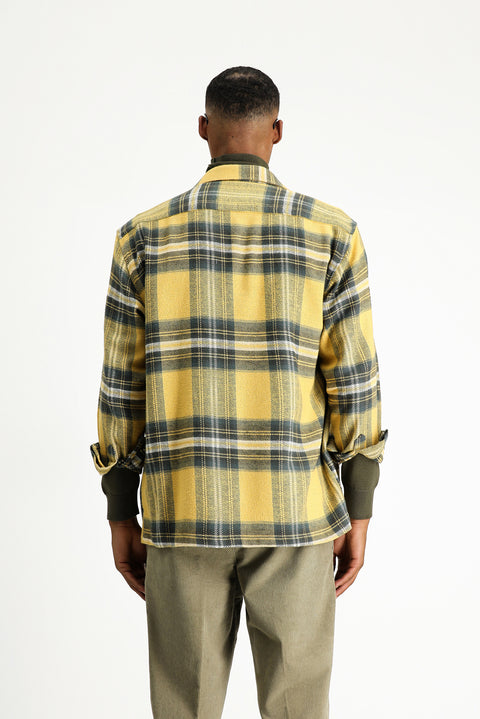 Hardal Uzun Kol Oversize Ekose Shacket Oduncu Pamuk Gömlek / Mont