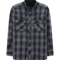 Orta Lacivert Uzun Kol Regular Fit Ekose Spor Pamuk Gömlek