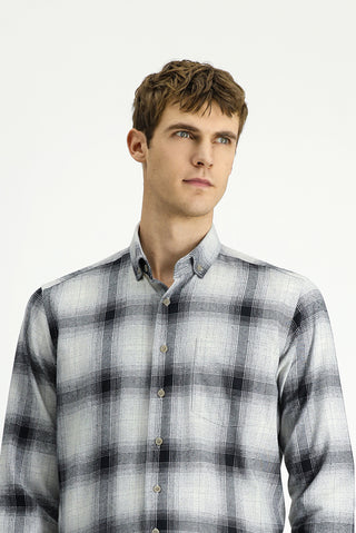  Orta Gri Uzun Kol Regular Fit Oduncu Düğmeli Yaka Pamuklu Kolay Ütülenebilir Gömlek