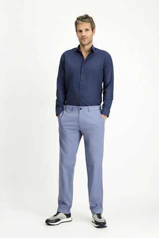  Koyu Lacivert Uzun Kol Slim Fit Dar Kesim Oduncu Spor Pamuklu Düğmeli Yaka Gömlek