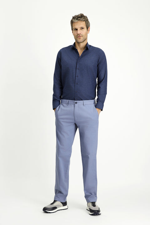 Koyu Lacivert Uzun Kol Slim Fit Dar Kesim Oduncu Spor Pamuklu Düğmeli Yaka Gömlek