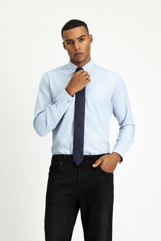  Uçuk Mavi Uzun Kol Slim Fit Dar Kesim Oduncu Spor Pamuklu Düğmeli Yaka Gömlek