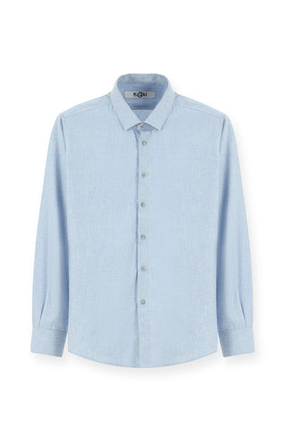  Uçuk Mavi Uzun Kol Slim Fit Dar Kesim Oduncu Spor Pamuklu Düğmeli Yaka Gömlek