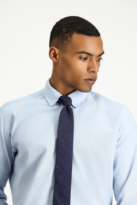 Uçuk Mavi Uzun Kol Slim Fit Dar Kesim Oduncu Spor Pamuklu Düğmeli Yaka Gömlek