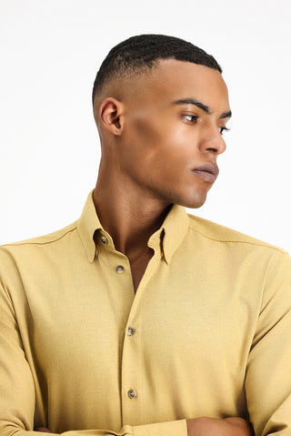  Hardal Uzun Kol Slim Fit Dar Kesim Oduncu Spor Pamuklu Düğmeli Yaka Gömlek