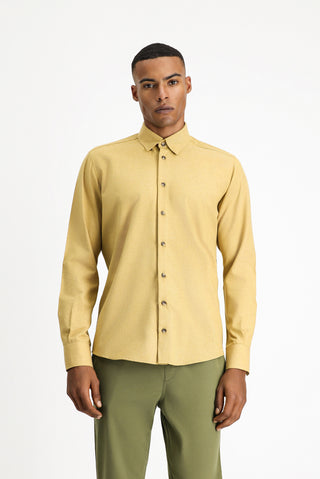  Hardal Uzun Kol Slim Fit Dar Kesim Oduncu Spor Pamuklu Düğmeli Yaka Gömlek