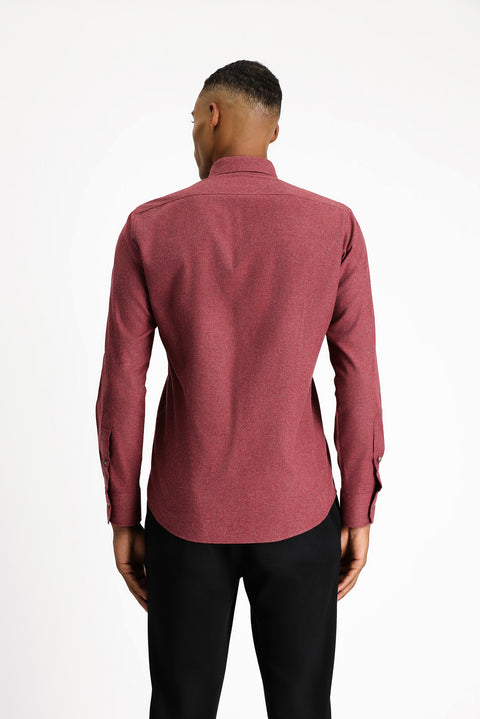 Açık Bordo Uzun Kol Slim Fit Dar Kesim Oduncu Spor Pamuklu Düğmeli Yaka Gömlek