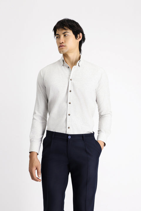 Açık Vizon Uzun Kol Slim Fit Dar Kesim Oduncu Spor Pamuklu Düğmeli Yaka Gömlek