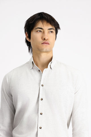  Açık Vizon Uzun Kol Slim Fit Dar Kesim Oduncu Spor Pamuklu Düğmeli Yaka Gömlek