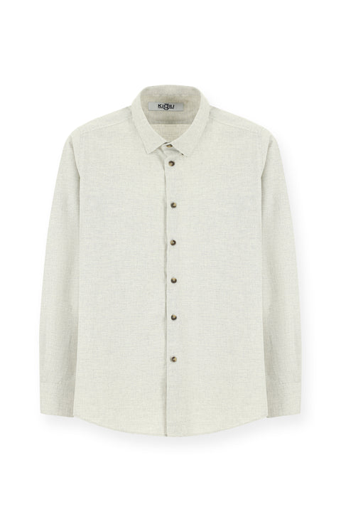 Açık Vizon Uzun Kol Slim Fit Dar Kesim Oduncu Spor Pamuklu Düğmeli Yaka Gömlek