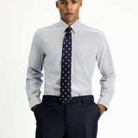 Orta Lacivert Uzun Kol Regular Fit Desenli Pamuk Gömlek