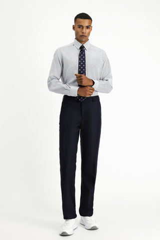  Orta Lacivert Uzun Kol Regular Fit Desenli Pamuk Gömlek