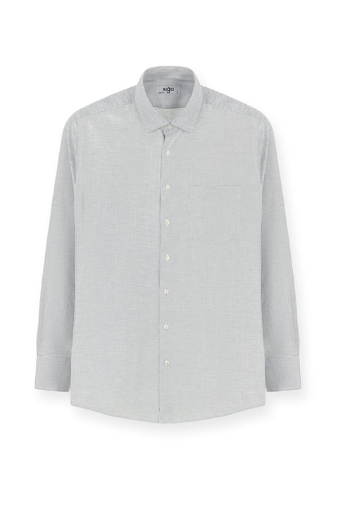 Orta Lacivert Uzun Kol Regular Fit Desenli Pamuk Gömlek