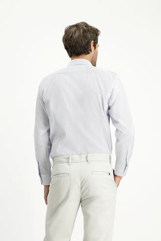  Beyaz Uzun Kol Çizgili Pamuklu Klasik Kolay Ütülenebilir Gömlek