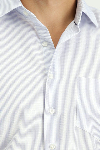  Beyaz Uzun Kol Çizgili Pamuklu Klasik Kolay Ütülenebilir Gömlek