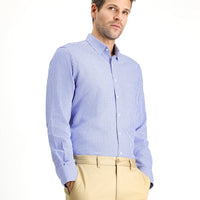 Açık Lacivert Uzun Kol Klasik Ekose Pamuk Gömlek