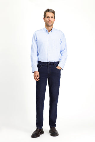  Mavi Uzun Kol Klasik Ekose Pamuk Gömlek