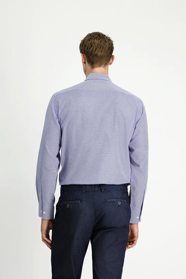 Orta Lacivert Uzun Kol Regular Fit Pamuk Ekose Gömlek