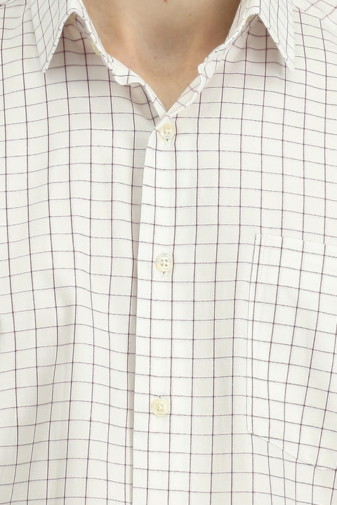 Koyu Kırmızı Uzun Kol Klasik Cepli Ekose Pamuk Gömlek