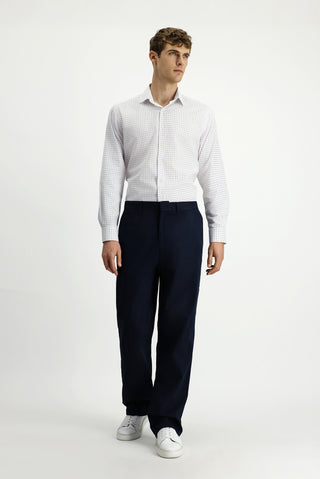  Beyaz Uzun Kol Regular Fit Pamuk Ekose Gömlek