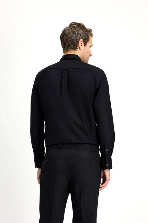 Siyah Uzun Kol Regular Fit Spor Pamuk Düğmeli Yaka Oxford Gömlek