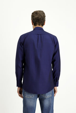  Orta Lacivert Uzun Kol Regular Fit Spor Pamuk Düğmeli Yaka Oxford Gömlek