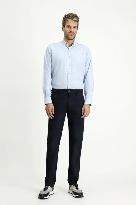 Açık Mavi Uzun Kol Regular Fit Spor Pamuk Düğmeli Yaka Oxford Gömlek