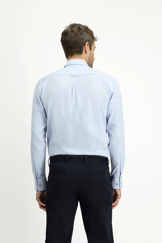  Açık Mavi Uzun Kol Regular Fit Spor Pamuk Düğmeli Yaka Oxford Gömlek