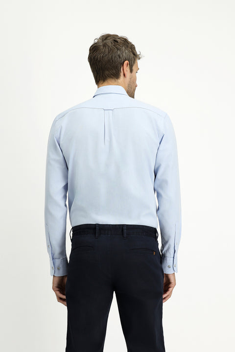 Açık Mavi Uzun Kol Regular Fit Spor Pamuk Düğmeli Yaka Oxford Gömlek