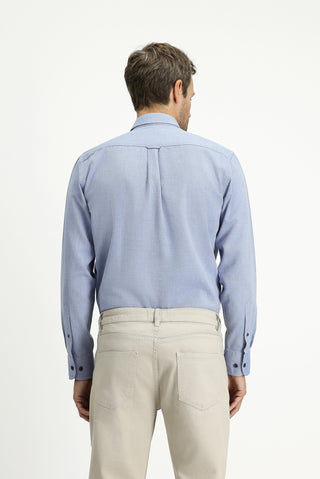  Mavi Uzun Kol Regular Fit Spor Pamuk Düğmeli Yaka Oxford Gömlek