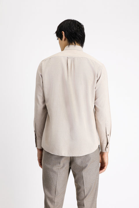 Orta Bej Uzun Kol Regular Fit Spor Pamuk Düğmeli Yaka Oxford Gömlek