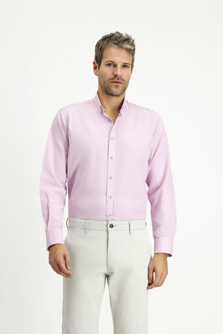  Toz Pembe Uzun Kol Regular Fit Spor Pamuk Düğmeli Yaka Oxford Gömlek