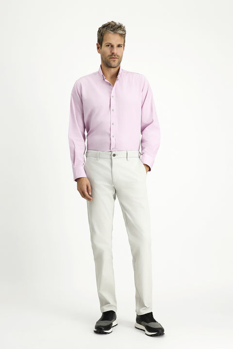 Toz Pembe Uzun Kol Regular Fit Spor Pamuk Düğmeli Yaka Oxford Gömlek