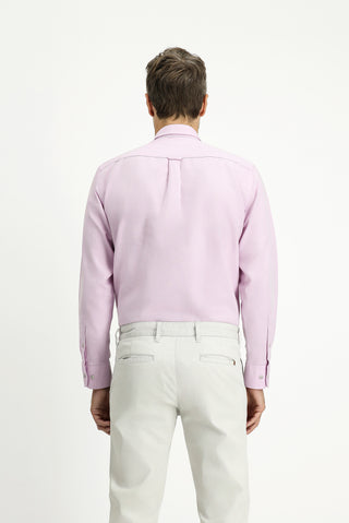  Toz Pembe Uzun Kol Regular Fit Spor Pamuk Düğmeli Yaka Oxford Gömlek