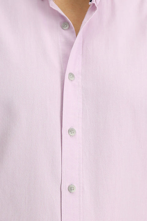 Toz Pembe Uzun Kol Regular Fit Spor Pamuk Düğmeli Yaka Oxford Gömlek