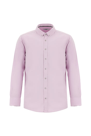 Toz Pembe Uzun Kol Regular Fit Spor Pamuk Düğmeli Yaka Oxford Gömlek