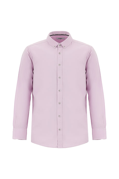 Toz Pembe Uzun Kol Regular Fit Spor Pamuk Düğmeli Yaka Oxford Gömlek
